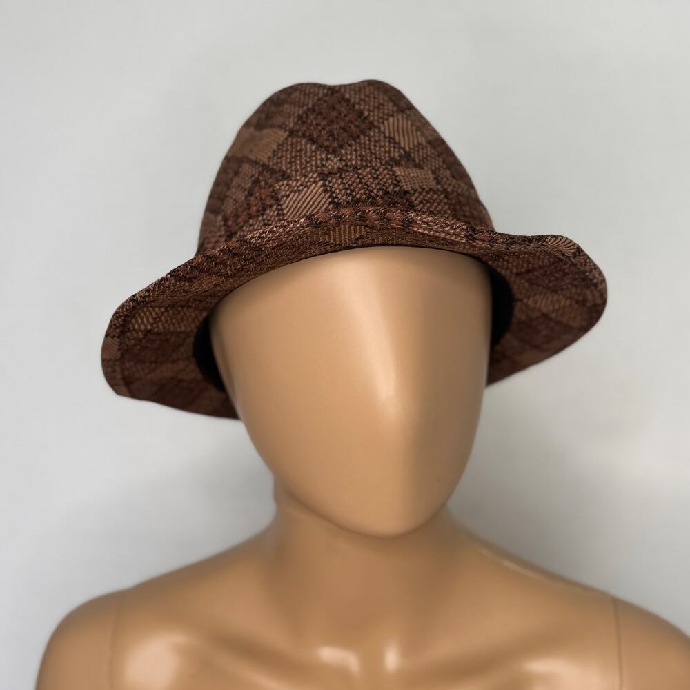 Vintage 1960s Penney’s Towncraft Plaid Fedora Feather Union Made Hat Small - Picture 2 of 16